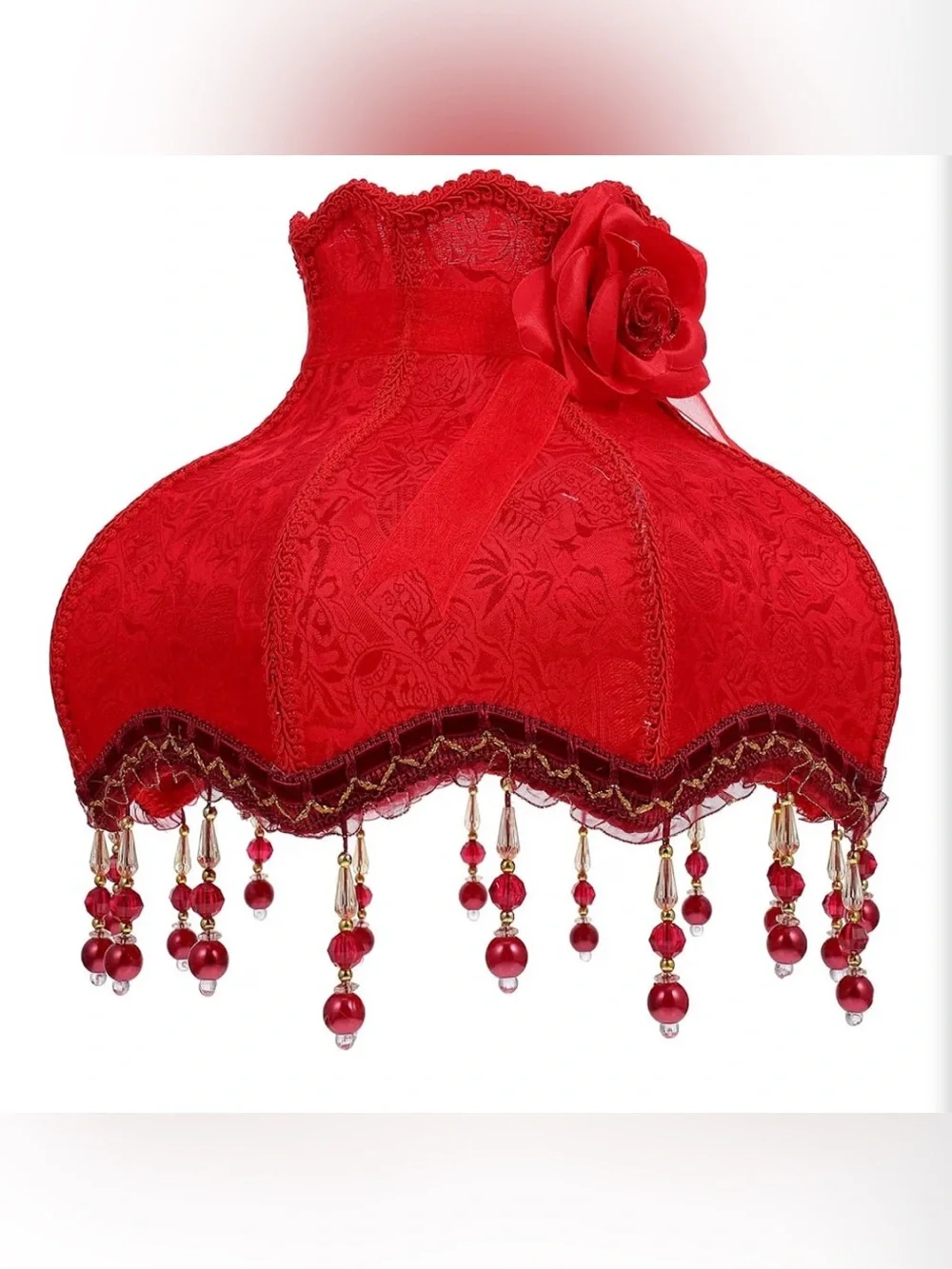 Baluue Vintage Lamp Shade, European Style Bell Shape Cloth Bead Lace Lampshade